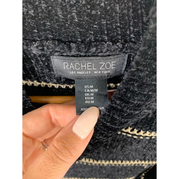 Rachel Zoe Women's Mock-Neck Striped Pullover Sweater Long Sleeve Black M - Picture 2 of 5